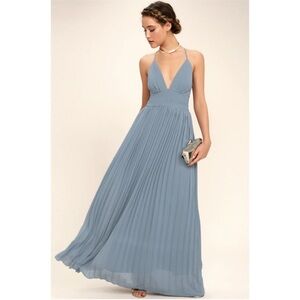 Lulus Depths of My Love Dusty Blue Maxi Dress S